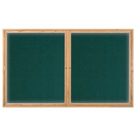 UNITED VISUAL PRODUCTS Triple Door Indoor Enclosed Easy Tack Bo UV333EZ-GREEN-SATIN